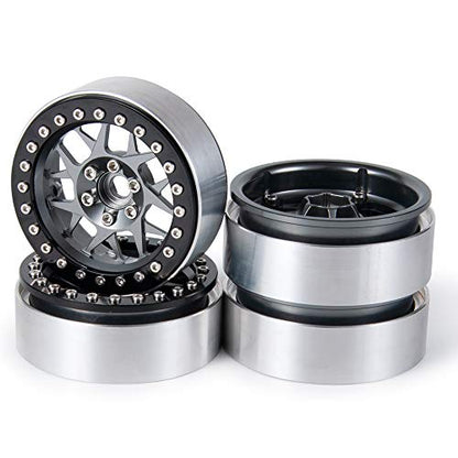 Aluminum 2.2" RC Beadlock Wheels Rims for Axial Wraith SCX10 TRX4 | 1/10th RC Crawler Car,Titanium,1set/4pcs - color: Titanium