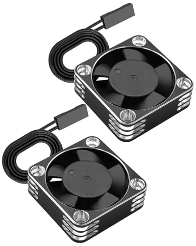 30mm 28000RPM RC Car Motor Cooling Fan Heatsink | for 1/8 and 1/10 Scale RC Cars 540 550 Brushless Motor, Black+Silver, 2PCS