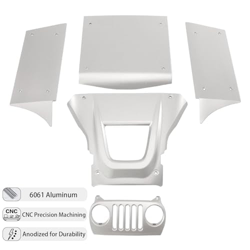Aluminum Body Panels Kit for Vanquish H10 Optic Sparco H10 Optic Yokohama RTR 1/10 RC Crawler Upgrade Parts (White) - color: White
