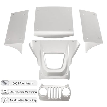 Aluminum Body Panels Kit for Vanquish H10 Optic Sparco H10 Optic Yokohama RTR 1/10 RC Crawler Upgrade Parts (White) - color: White