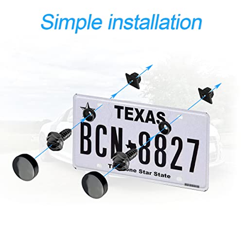 YALOK Anti Theft License Plate Screws, M6 Mounting Kit, Black Set 2 | stainless steel hardware, rust-resistant finish, tamper-resistant fasteners, includes nuts and caps, front or rear mounting - color: Slotted-Black Set, size: 8PCS