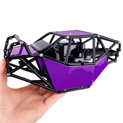 AMK RC Crawler Roll Cage, 1/10 Scale Nylon Rock Buggy Body Cage for Axial SCX10 SCX10 II, Durable RC Rock Crawler Upgrade Part (Purple) - color: Purple