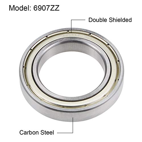 uxcell 6907ZZ Deep Groove Ball Bearings Z2 35mm X 55mm X 10mm Double Shielded Carbon Steel 2pcs - size: 35mmx55mmx10mm