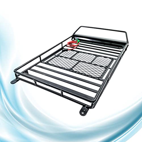 BESTonZON Car Roof Luggage Rack with Light Bar for Rc Crawler Cargo Holder for Storage and Decoration Compatible with Models Black