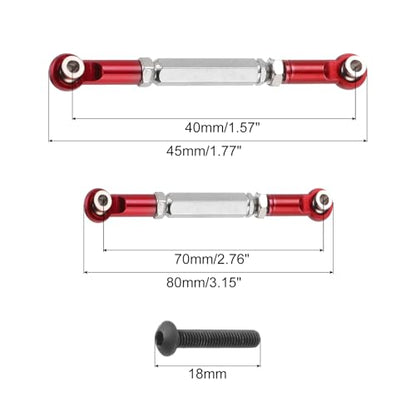 MECCANIXITY Adjustable Turnbuckles Camber Link Linkages Aluminum Alloy RC Car Steering Pull Rod Servo Linkages Tie Rod for 2WD 1/10 RC Car Crawler（Red） - color: Red