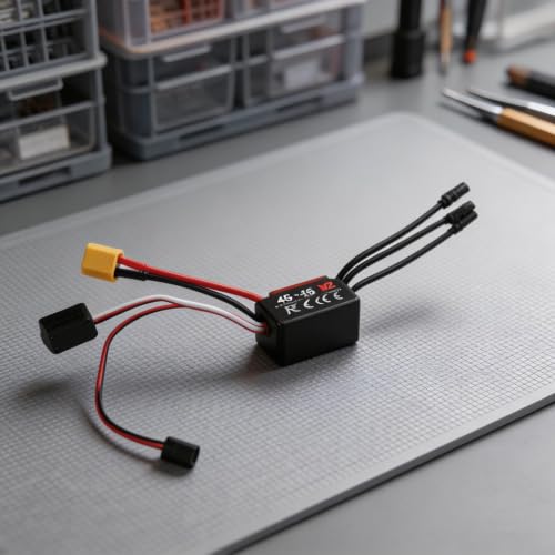 HG35A-V2 Sensorless Brushless ESC 35A Continuous Waterproof Dustproof 1/18 RC Car Controller 2-3S for lipo NiMH for multi Safety Protections External Program Port Adjustable Brake Punch Built-In 5.38V - size: D
