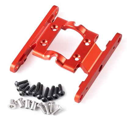 CNC Aluminum Center Frame Brace Transmission Skid Plate Gearbox for FMS FCX18 LC80 1/18 RC Crawler Car Upgrades (Red) - color: Red