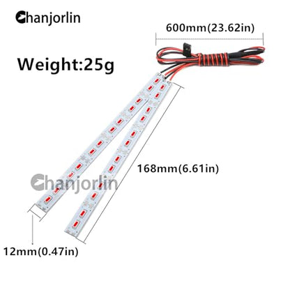 RC Car 24 LEDs Chassis Lights Strip Aluminum LED Lamp 6V Accessories for 1/8 1/10 1/16 RC Truck Tank Crawler Buggy Car HPS HPI Tamiya SCX24 TRX4 TRX6 Slash Rustler Redcat 4WD (Red) - color: Red