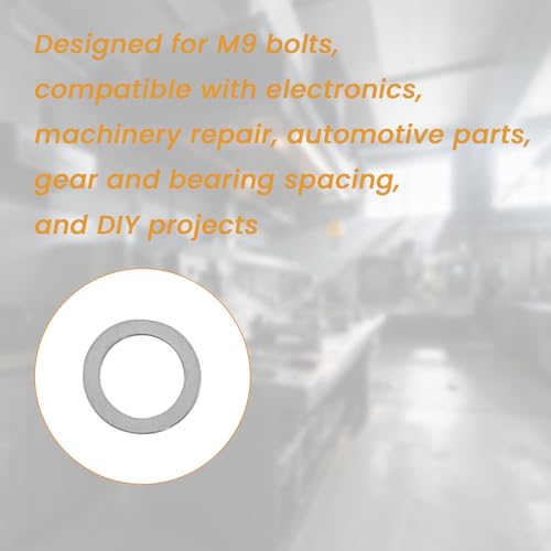 48 Pcs M9x13mm Steel Thin Washer Assortment for M9 Bolt Spacing Repair | 0.1 0.2 0.3 0.5mm Thickness, 12pcs Each Size, Stainless Flat Spacers, Mechanical Repair, Electronics Assembly - size: M9X13