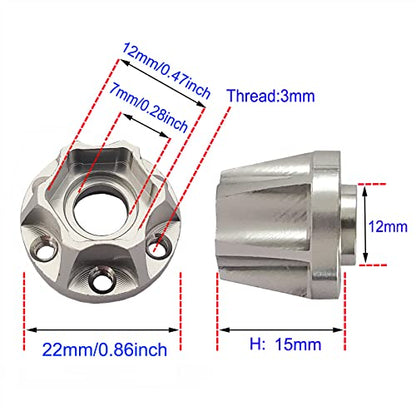 4Pcs RC Metal 12mm Hex Wheel Hubs Adapters for 1.9/2.2inch Beadlock Wheel Rim Axial Scx10 Trx4 Wraith Gen7 Gen8 D90 CC01 1/10 RC Crawler (15mm S) - size: 15mm