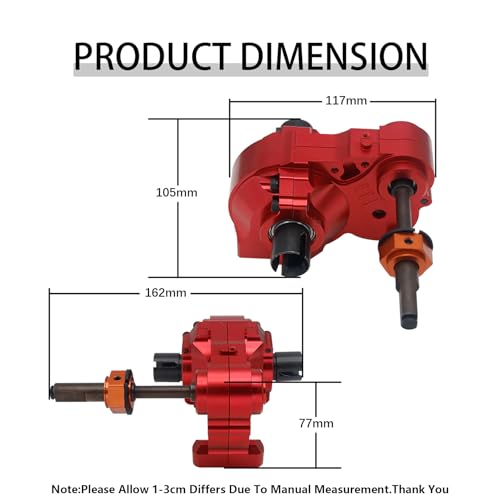 CNC Metal Split Differential Diff.Gear Box Case Assembly Kit (Red) | for 1/5 Hpi Rofun Rovan Km Baja 5B 5T 5Sc Rc Car Parts - color: Red