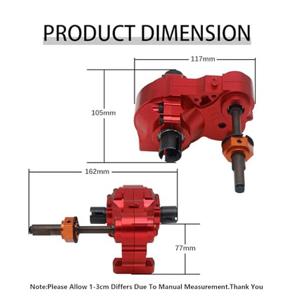 CNC Metal Split Differential Diff.Gear Box Case Assembly Kit (Red) | for 1/5 Hpi Rofun Rovan Km Baja 5B 5T 5Sc Rc Car Parts - color: Red