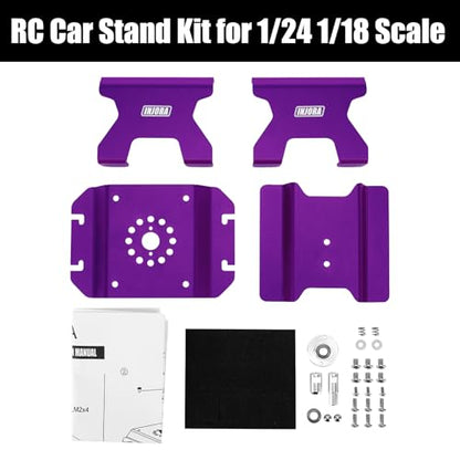 INJORA Aluminum 80g RC Car Stand with Shock Holder for 1/24 1/18 RC Crawler Upgrade(Purple) - color: Purple