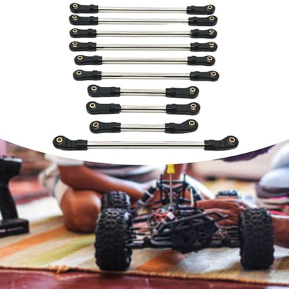 10 Pieces Steering Servo Link RC Car Pull Rod Metal Upgrade Linkage Model Parts Sturdy Construction Suitable for WLtoys 1/10 RC Truck, Black - color: Black