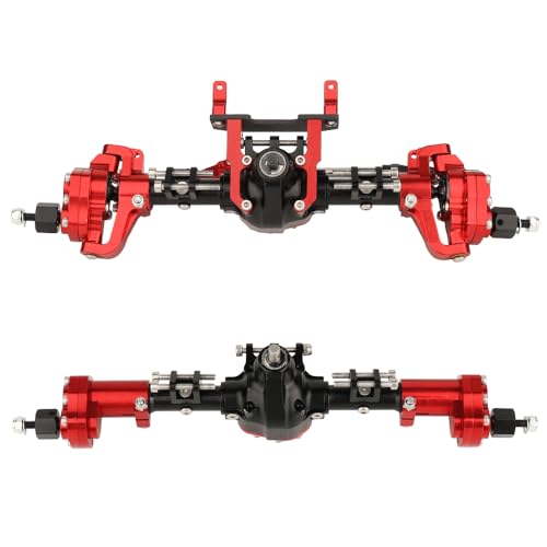 CNC Anodized Complete Front & Rear Portal Axle for 1/10 RC Crawler Car Axial SCX10 II Deadbolt 90046 90047 SCX10 90028 90027 Metal Upgrade Parts (red) - color: Red