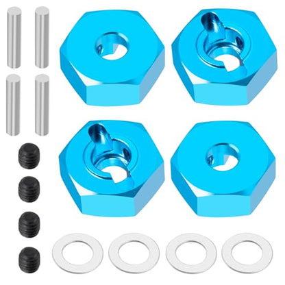 4PCS Aluminum Wheel Hex Hub Drive Adapter Combiner Coupler Compatible with Tamiya TT02 1/10 RC On Road Touring Car Upgrade Parts (Blue) - color: Blue