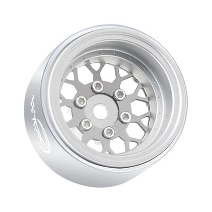 4PCS Grade 5 Titanium Wheel Face Aluminum 1.0 Inch Wheel Hubs for 1/24 Axial SCX24 TRX4M FCX24 Redcat Ascent-18 1/18 RC Rock Crawler Car Upgrade Parts - color: Silver