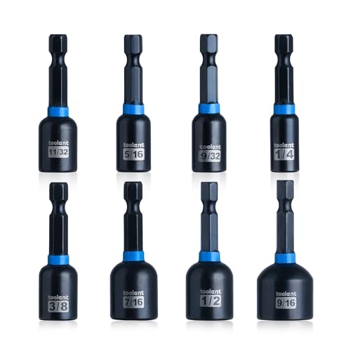 toolant Magnetic Nut Driver Set, SAE, 8-Piece | Eight SAE nut drivers, 1/4 to 9/16-inch range, magnetic retention, 1/4-inch quick-change shank, storage rail - style: 8pcs SAE