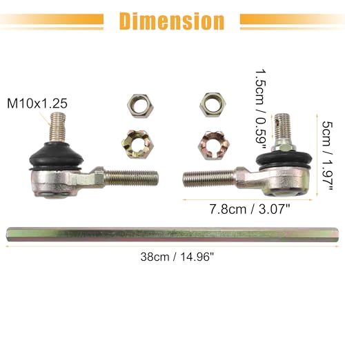 ACROPIX 38cm 14.96" Steering Tie Rod End Tie Rod Link Fit for 50cc 70cc 90cc 110cc 125cc 150cc ATV Quad Four Wheeler with Ball Joint Accessories - Pack of 2 - size: 380mm