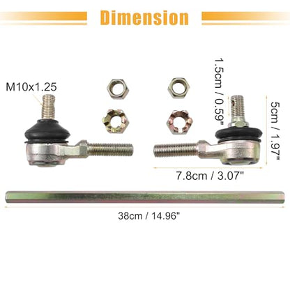 ACROPIX 38cm 14.96" Steering Tie Rod End Tie Rod Link Fit for 50cc 70cc 90cc 110cc 125cc 150cc ATV Quad Four Wheeler with Ball Joint Accessories - Pack of 2 - size: 380mm