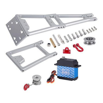 AMK 1/10 Scale RC Truck and Tow Build Kit Updates, Winch Double Stent Rescue Truck Tow Crane Arm Wrecker Kit for 1/10 RC Crawler and Trailer SCX10 TRX4 Capra LCG Chassis DIY Build Updates (Silver) - color: Silver