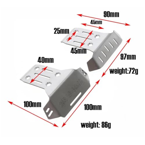 Steel RC Front Rear Chassis Armor Skid Plate Protecter Guard Upgrade Parts for 1/8 Sledge Monster Truck 95076-4 RC car(Silver)
