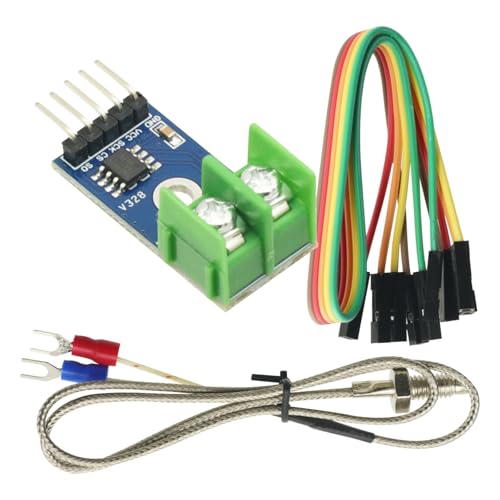 MAX6675 K-Type Thermocouple Module, DC 3-5V, SPI | 0-1024C range, 0.25C resolution, -20 to 85C operating range, M6 screw probe, for Arduino
