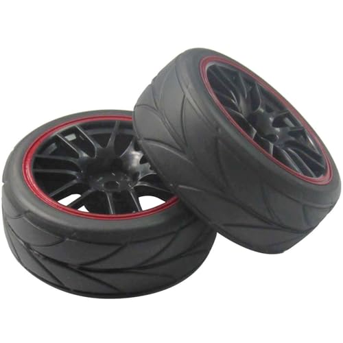 ShareGoo 12mm Hex Wheel Rims & OD 2.59" Rubber Tires for RC 1/10 On-Road Touring Car