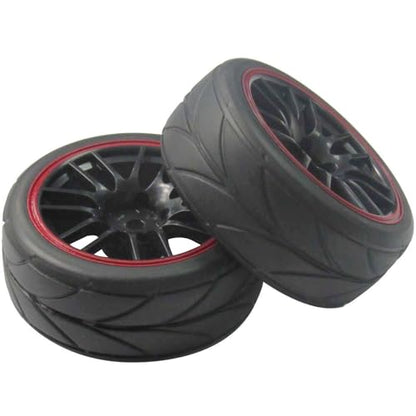 ShareGoo 12mm Hex Wheel Rims & OD 2.59" Rubber Tires for RC 1/10 On-Road Touring Car