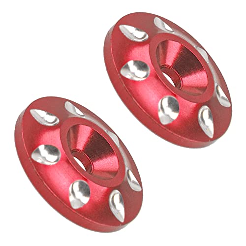 ShareGoo 2Pack Universal RC Metal Rear Wing Buttons Gasket Fixed Rear Tail Wing Washer for 1/10 1/8 RC Off Road Short Truck Buggy Racing Car (Red)