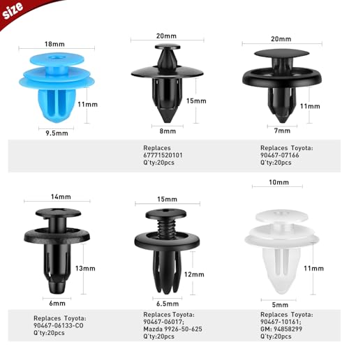 Nilight 121PCS Car Bumper Retainer Clips 6mm 6.5mm 7mm 8mm 9.5mm 9.8mm Expansion Screws Replacement Kit Door Trim Panel Clips Bumper Push Rivet Clips for Toyota Honda GM Mazda - color: 121Pcs Clips Tools
