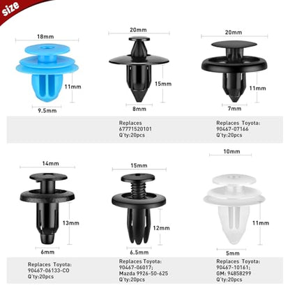Nilight 121PCS Car Bumper Retainer Clips 6mm 6.5mm 7mm 8mm 9.5mm 9.8mm Expansion Screws Replacement Kit Door Trim Panel Clips Bumper Push Rivet Clips for Toyota Honda GM Mazda - color: 121Pcs Clips Tools