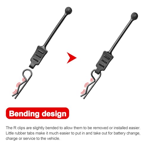 10PCS AllinRC RC Body Clips w/Pull Tabs 2.5mm Hole Puncher for Traxxas TRX4M Losi Mini-T 2.0 Mini JRX2 HyperGo H16GT H16DR 1/16 1/18 RC Car Truck Crawler Body Clips (1mm Rod Black) - size: 1mm Rod Black