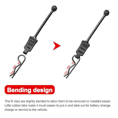10PCS AllinRC RC Body Clips w/Pull Tabs 2.5mm Hole Puncher for Traxxas TRX4M Losi Mini-T 2.0 Mini JRX2 HyperGo H16GT H16DR 1/16 1/18 RC Car Truck Crawler Body Clips (1mm Rod Black) - size: 1mm Rod Black