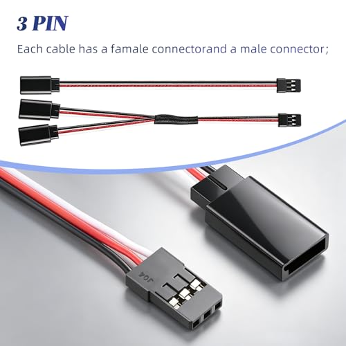11 Pieces Ultra Durable XT30 Connector and XT60 Connectors Male Female Silicone Wire, Servo Extension Cable, 3 Pin Female to Male, Easy to Install, for RC Lipo, Drone, FPV, Car, Boat