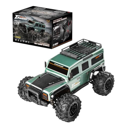 1:16 Scale RC Off-Road 4WD Truck, Full Proportional Control RTR Electric RC Truck with LED Headlights, Gear Differential, Large Tires, High-Clearance Suspension, for Hobbyists and RC Enthusiasts - color: Green