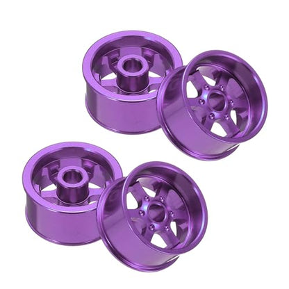 MECCANIXITY 4Pcs RC Car Wheel Rims, 20.5mm Dia 5-Spoke Purple Aluminum Alloy Wheel Rims Hex Hub for HSP RC Drift On-road Racing Touring Car - color: Purple
