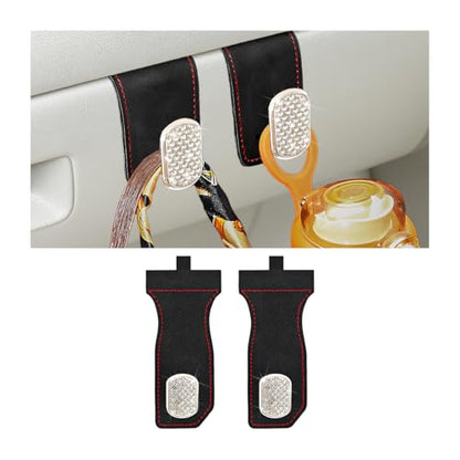 Bling Car Co-Pilot Glovebox Hook, 2PCS Crystal Rhinestone Vehicle Passenger Seat Hanging Storage Hooks for Handbag Purse, Automotive Glove Box Organizer Hanger, Universal Fit (Black) - color: Black