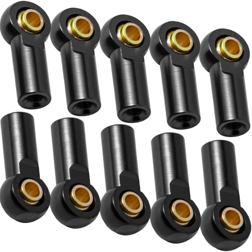 10PCS Aluminum M3 Tie Rod End Ball Joint Link Ball Head Holder 3mm RC Car Upgrade Parts, Compatible with Tamiya HSP Traxxas TRX4 Axial SCX10 D90 1/10 RC Car Truck Buggy Crawler, Black - color: Black