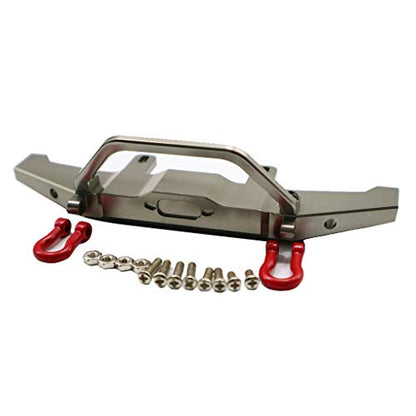 1:16 WPL C14 C24 RC Truck Aluminum Alloy Front Bumper with Red Hooks, Adjustable Height, Easy Installation - Metal, Weight and Compact - for Rock Crawler - Titanium - color: Titanium
