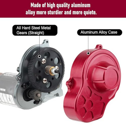 Full Metal 1/10 Scale RC Crawler Transmission Case Gear Box Assembled with Steel Metal Gears for Axial SCX10 RC Car Replacement
