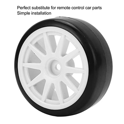 4 Pcs RC Drift Tires with 12mm Hex Wheels, Hard Rubber Plastic Drift Tyres for Tamiya TT01 1/10 RC Car, Smooth Drifting Surface and Uneven Tread for Stable Grip on Hardwood Tile Co