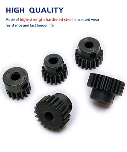 48P Pinion Gear 15T 17T 19T 21T 23T with Screwdriver for 1/10 RC Motor | Hardened Metal,High Strength,Wear Resistant 48P Pinion Gear Set for Traxxas Arrma HSP HPI AXIAL Tamiya Losi - size: 15T/17T/19T/21T/23T