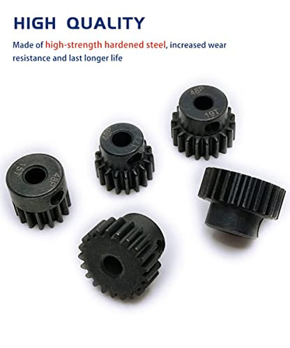 48P Pinion Gear 15T 17T 19T 21T 23T with Screwdriver for 1/10 RC Motor | Hardened Metal,High Strength,Wear Resistant 48P Pinion Gear Set for Traxxas Arrma HSP HPI AXIAL Tamiya Losi - size: 15T/17T/19T/21T/23T