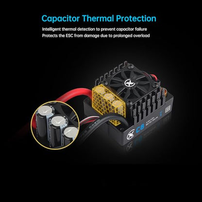 XC C8 Sensorless Brushless ESC for 1/8 RC Car,3-6S 160A | Bluetooth APP Programming,6.0V/7.4V/8.4V BEC,IP67,Multiple protection - size: No Connector