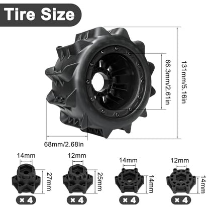 LRFHL 2.8 Beadlock Wheel Tires with 14mm/12mm Hex Adapter for 1/10 RC Car | 4PCS RC Tires Sand Terrain, 1/10 RC Monster Truck, for Traxxas Rustler Stampede Redcat Arrma Vorteks Big Rock Granite - color: Black
