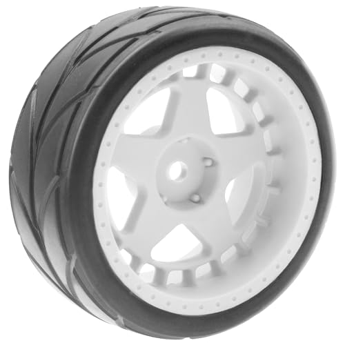 ShareGoo RC OD 2.55" Nylon 12mm Hex Wheels & Rubber Tires Set Compatible with Traxxas Tamiya Sakura HSP Redcat 1/10 RC On-Road Touring Drift Car (White) - color: White