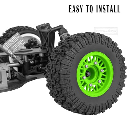 RC Wheels and Tires Truck Tires Short Course Tires for 1/10 Scale Car Arrm a Senton,Slash 2WD 4×4,Axia1,Rc 4wd,Red cat,Plastic Wheels Rubber Tires,4pcs,Green - color: Green(4pcs)