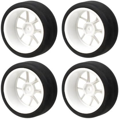 1/10 On-Road RC Car Wheel Rims & Rubber Tire 12mm Hex for Traxxas Nitro 4-Tec 2.0 Tamiya TT-01 / TT-02 HSP HPI (White) - color: White