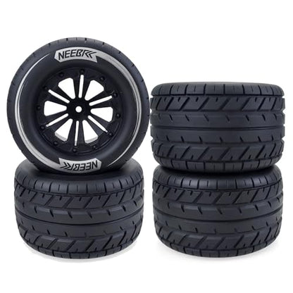 PreGlued 12mm Hex Hubs RC Truck Tires and Wheels for 1/10 Monster Car RC Off-Road Buggy Model Truck Redcat HPI Traxxas | 115mm Monster Tires;